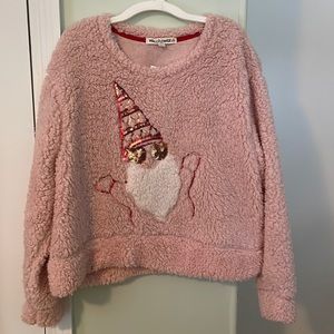 NWT Pink fuzzy holiday crop top XL